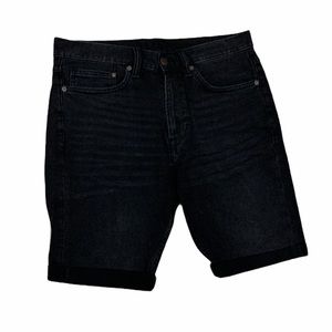 Black denim shorts